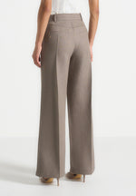 Béryl - Wrap Tailored Trousers With Hardware Detail - Taupe