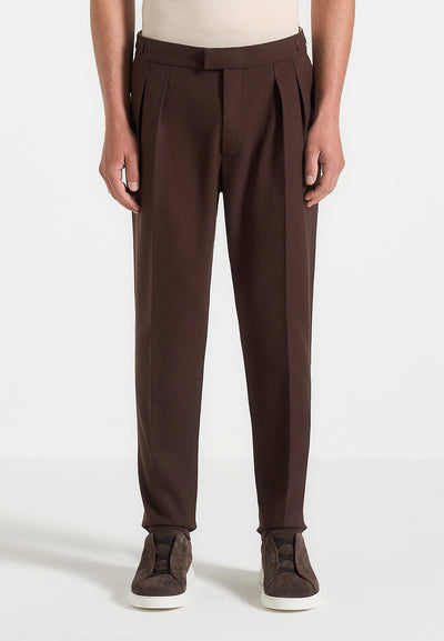 Hubert - Slim Fit Tailored Trousers - Brown
