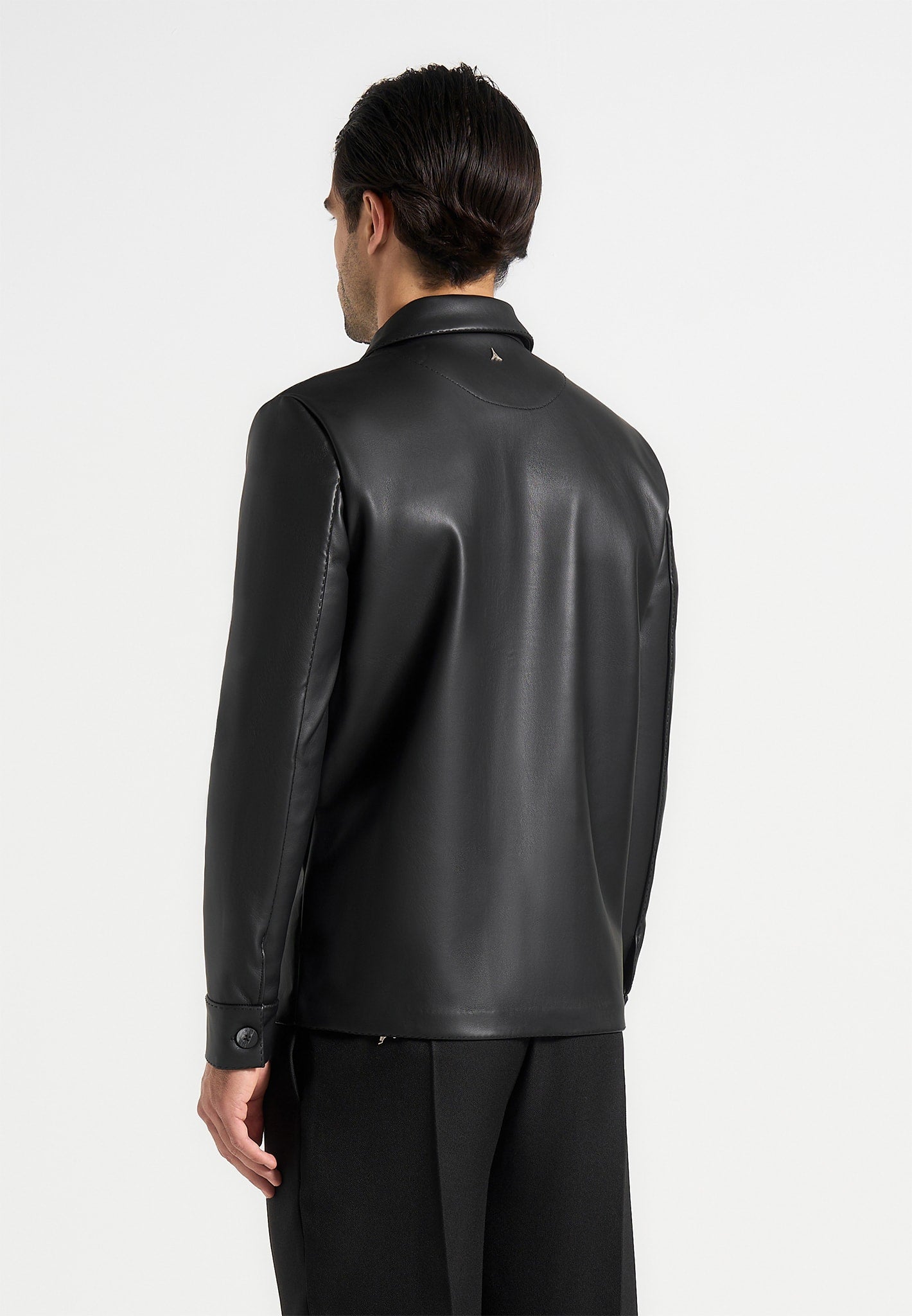 Minimal Leather Shirt - Black