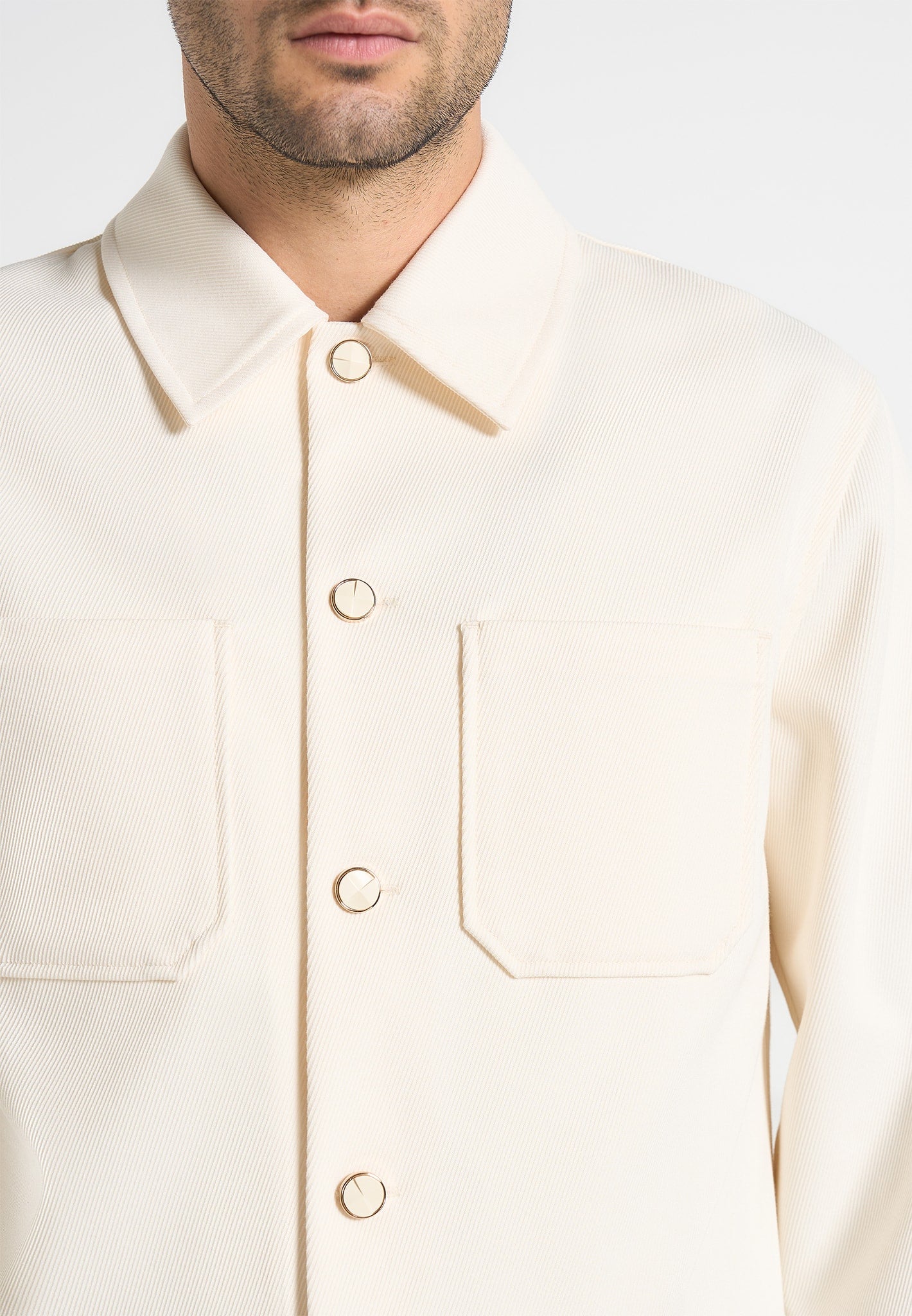 Benoit - Twill Pocket Cropped Shirt - Cream