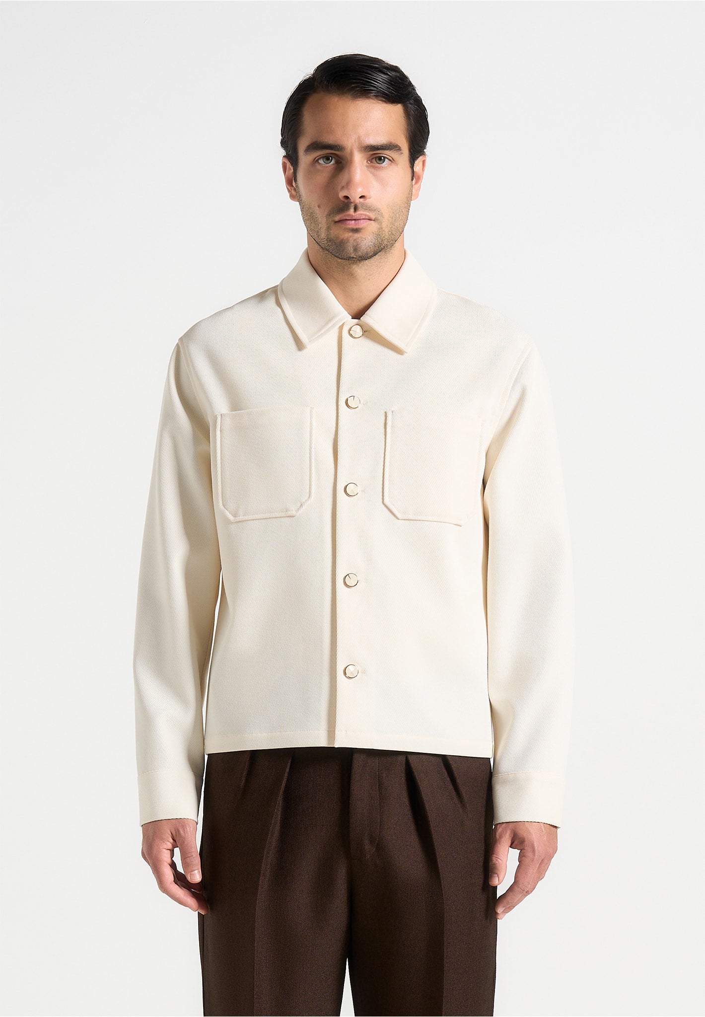 Benoit - Twill Pocket Cropped Shirt - Cream