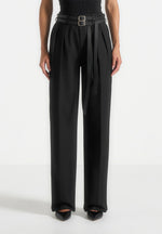 Pascale - Tailored Twin Belt Trousers - Black