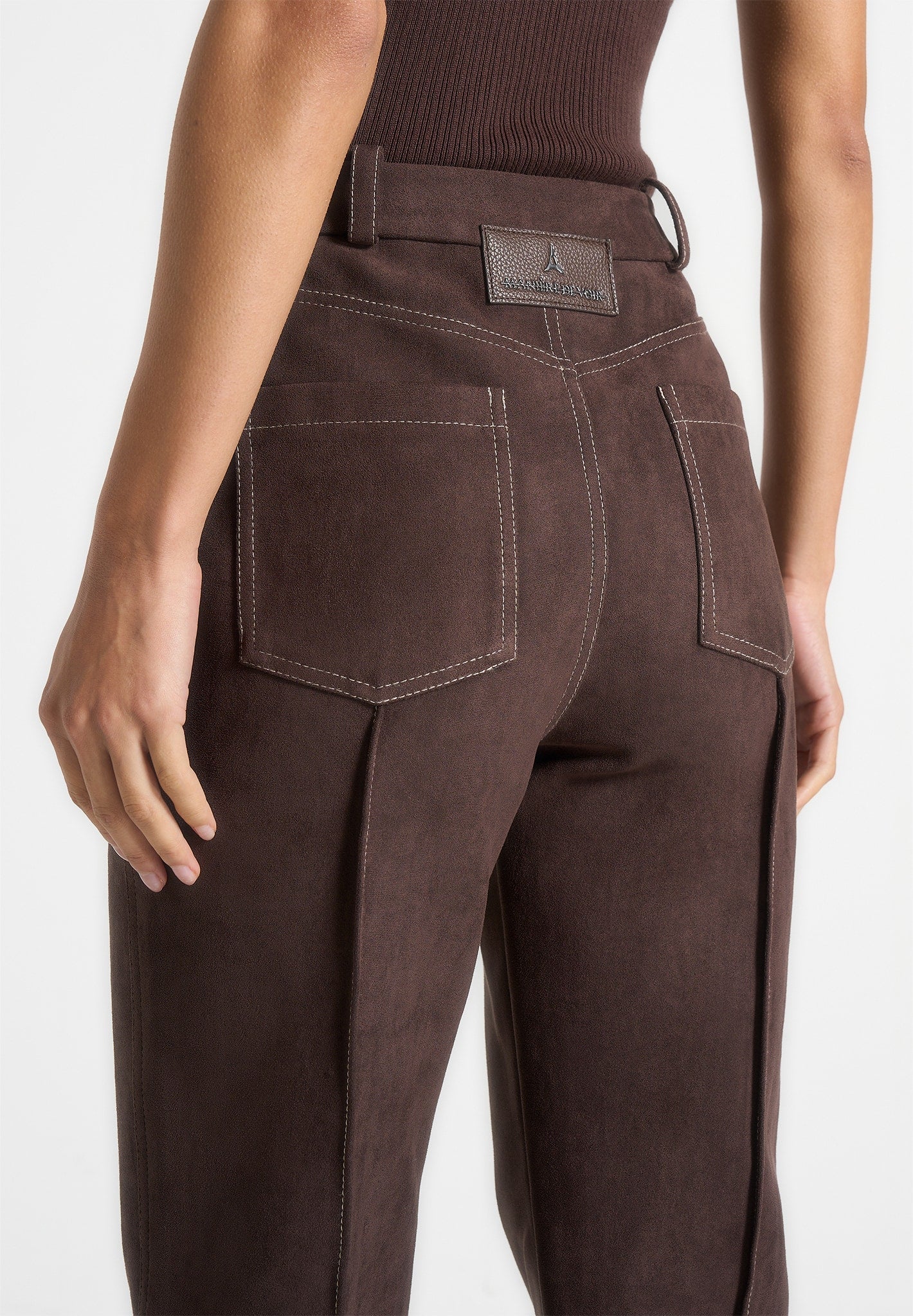 Kalie - Suede Boyfriend Jeans - Brown