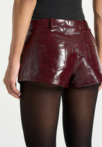 Samia - Cracked Patent Mini Shorts - Red