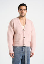 Charlie - Unisex Knitted Cardigan - Pale Pink