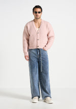 Charlie - Unisex Knitted Cardigan - Pale Pink