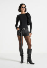 Samia - Leather Mini Shorts - Black