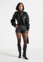 Samia - Leather Mini Shorts - Black