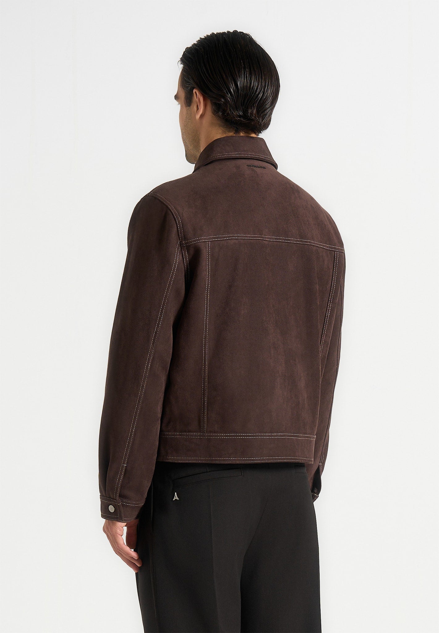 Vince - Suede Contrast Stitch Jacket - Brown