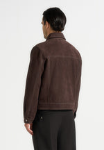 Vince - Suede Contrast Stitch Jacket - Brown