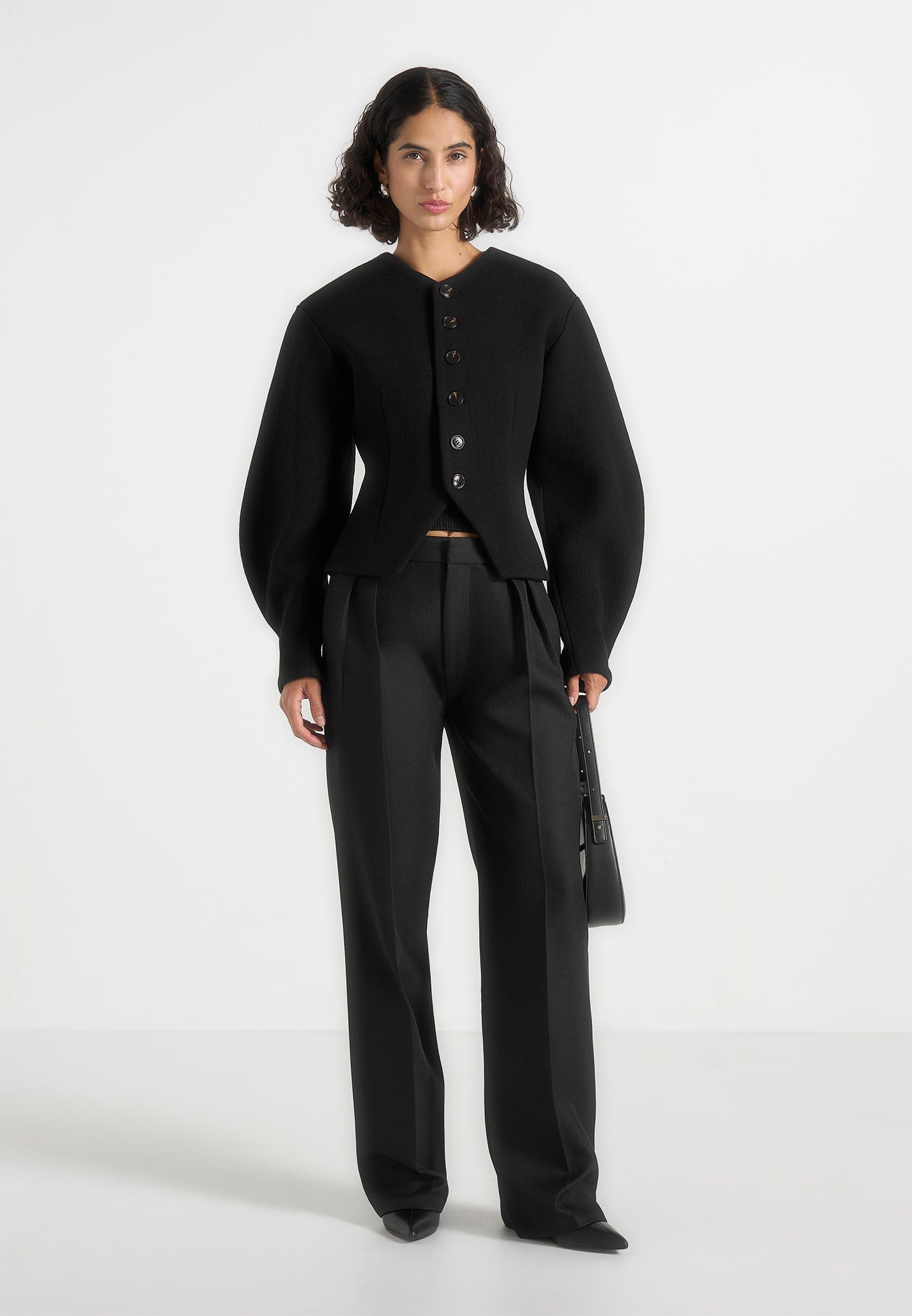 Aya - Wool Hourglass Jacket - Black