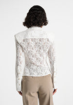 Sila -  Wide Shoulder Lace Angled Shirt - White