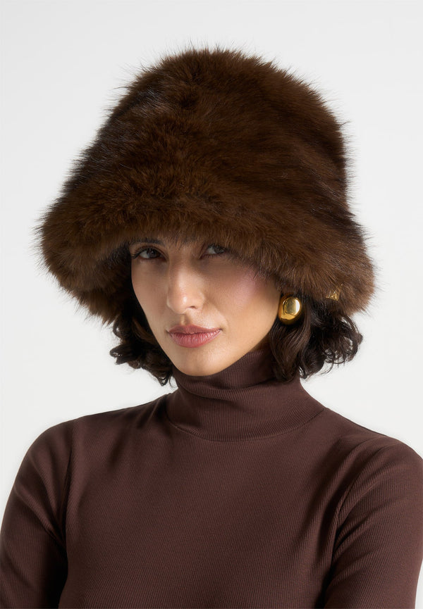 Ilya - Oversized Fur Hat - Brown