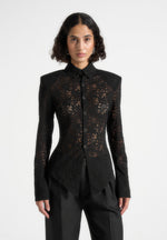 Sila - Wide Shoulder Lace Angled Shirt - Black