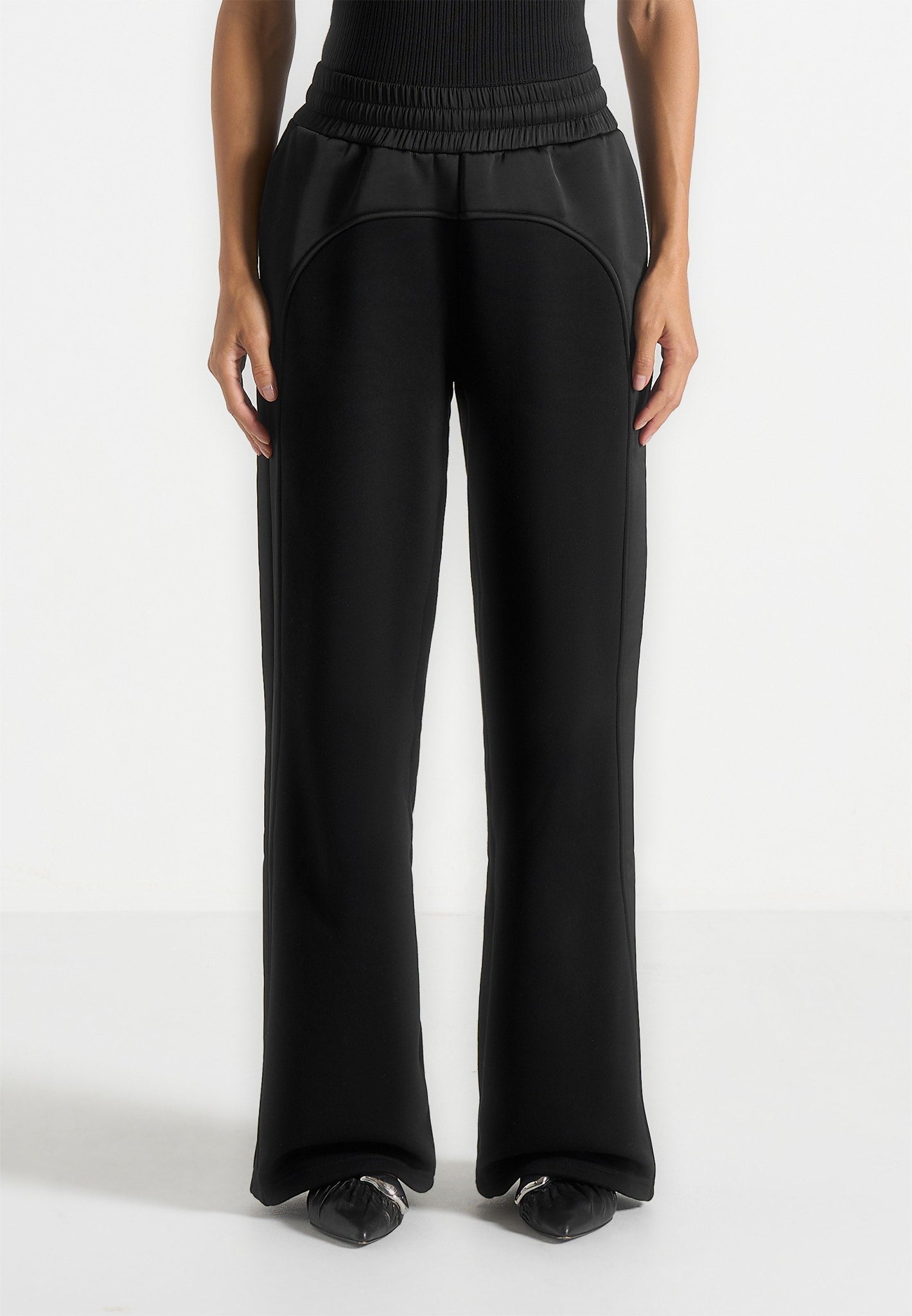 Loula - Jersey And Satin Joggers - Black
