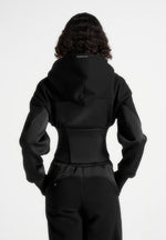 Brune - Corset Jersey And Satin Zip Hoodie - Black