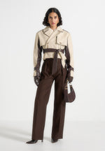 Lelia - Cropped Gabardine Trench Coat With Belt - Beige/Brown