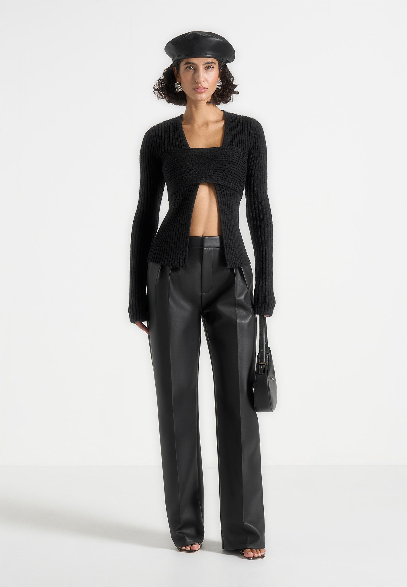 Marisa - 2-In-1 Knit Bandeau Cardigan - Black