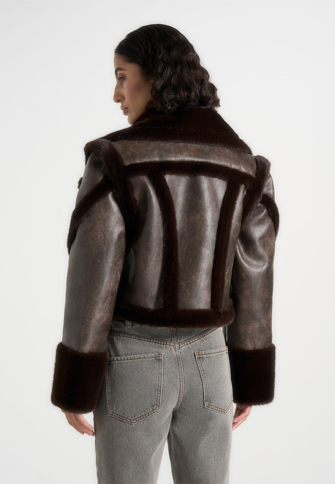 Kena - Vintage Leather & Plush 2-in-1 Gilet Jacket - Brown