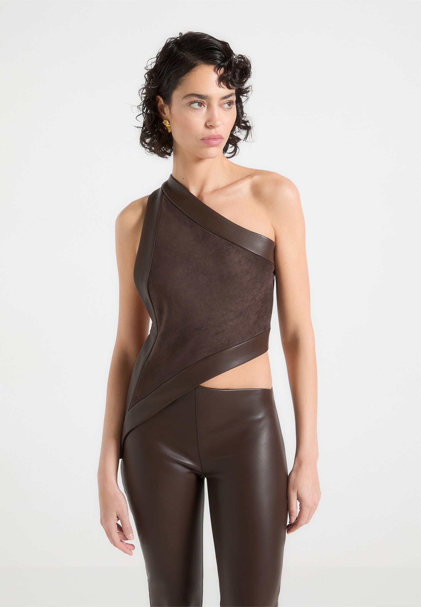 suede-leather-asymmetric-backless-top-brown