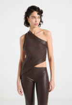 suede-leather-asymmetric-backless-top-brown