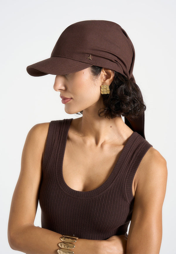 Arianne - Linen Bandana Cap - Brown