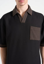 boxy-polo-shirt-with-crochet-detail-black