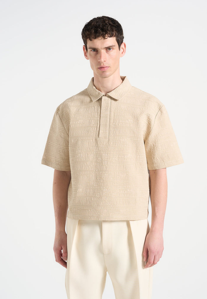 boxy-textured-polo-shirt-beige