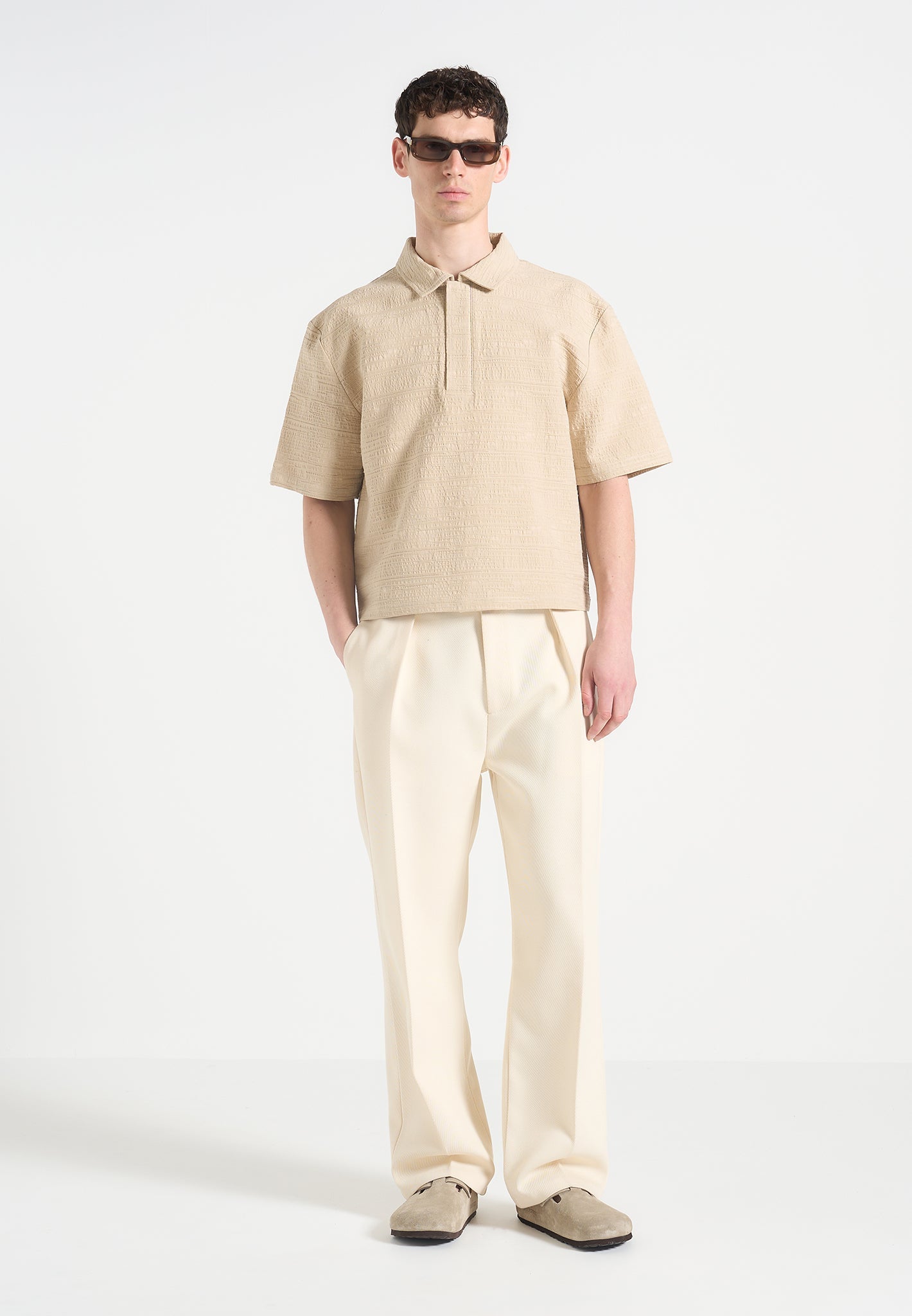 boxy-textured-polo-shirt-beige