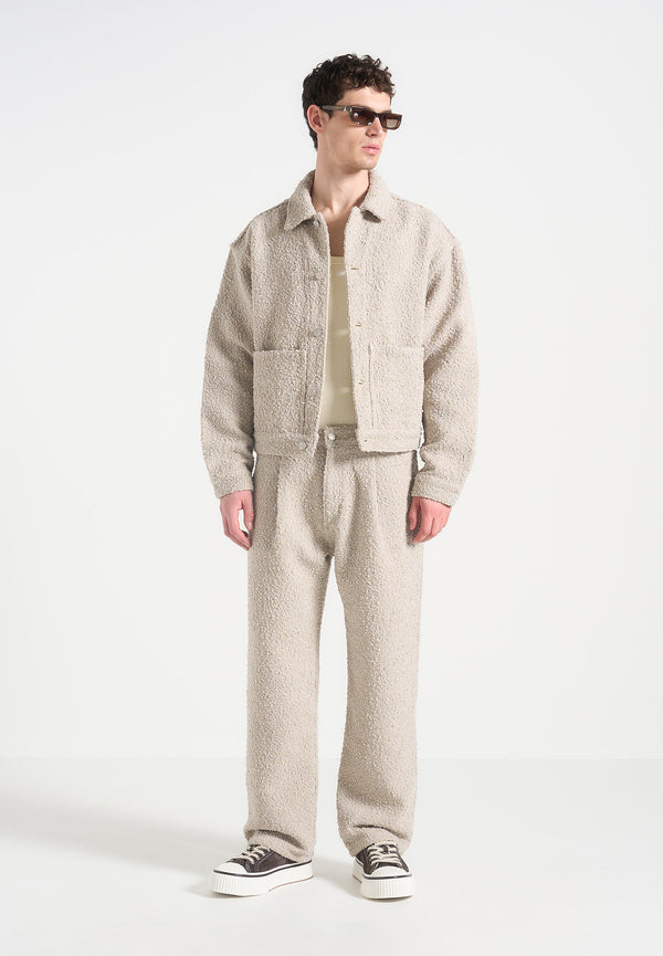 Damien - Boucle Jacket with Back Pleat - Beige
