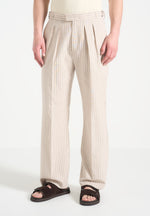 relaxed-fit-twin-pleat-pinstripe-trousers-beige