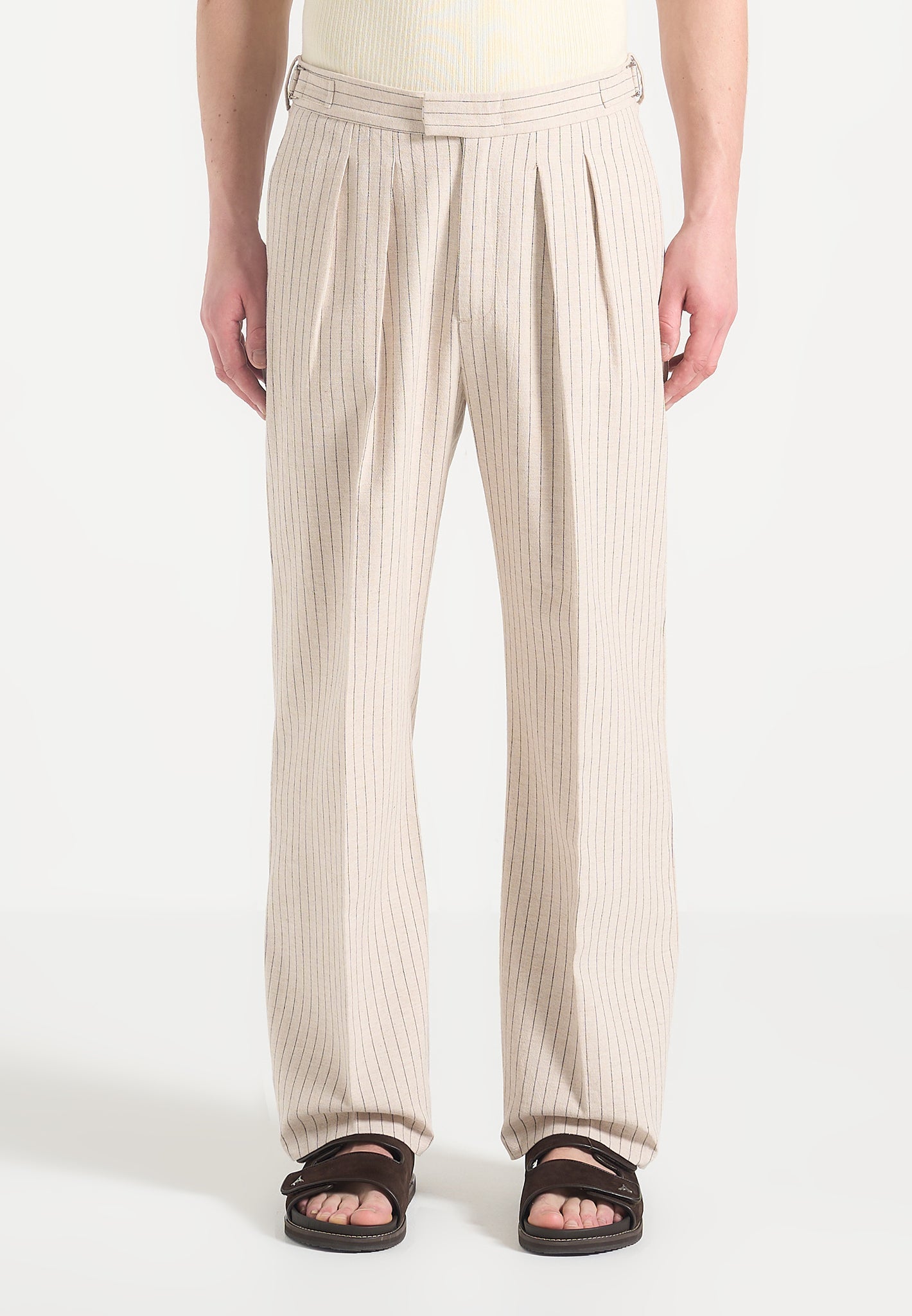 relaxed-fit-twin-pleat-pinstripe-trousers-beige