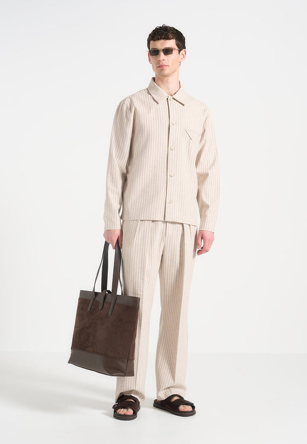 Leo - Pinstripe Overshirt - Beige