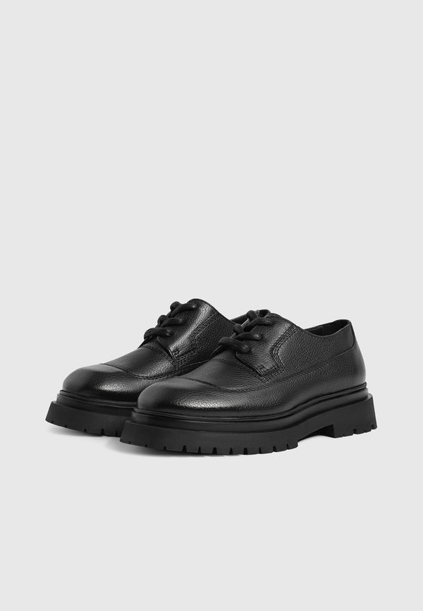Rennes - Pebbled Leather Derby Shoe - Black
