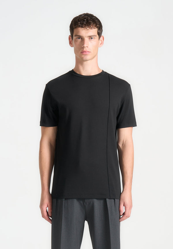Bruno - Regular Fit Cotton T-Shirt with Pintuck - Black