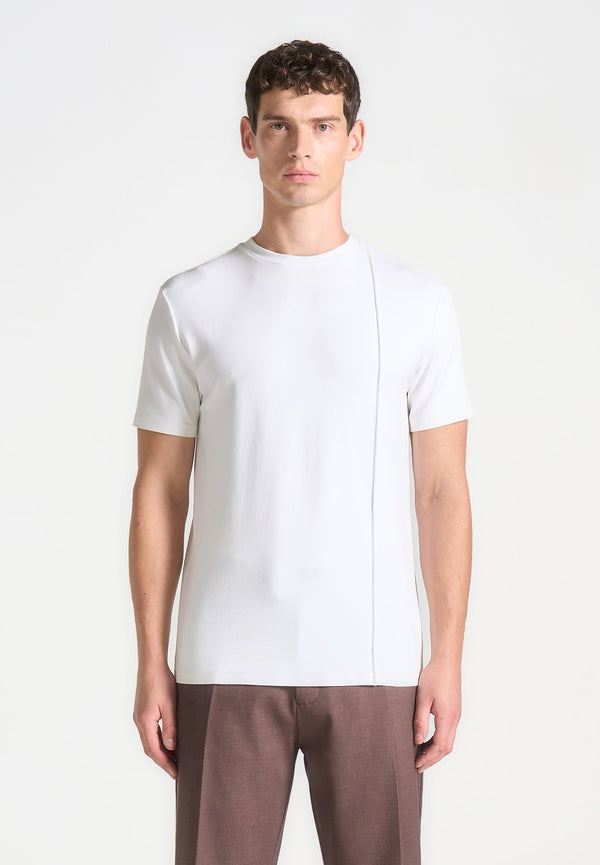 Bruno - Regular Fit Cotton T-Shirt with Pintuck - White