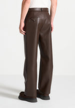 relaxed-fit-vegan-leather-pleated-trouser-brown