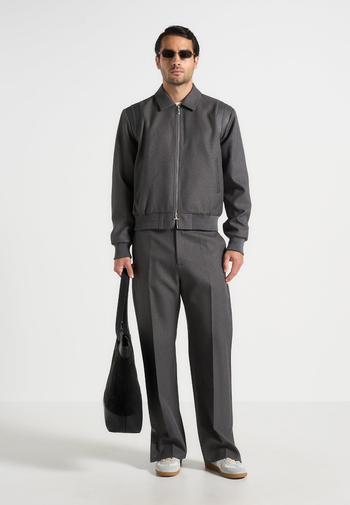 Denis - Tailored Varsity Jacket - Grey