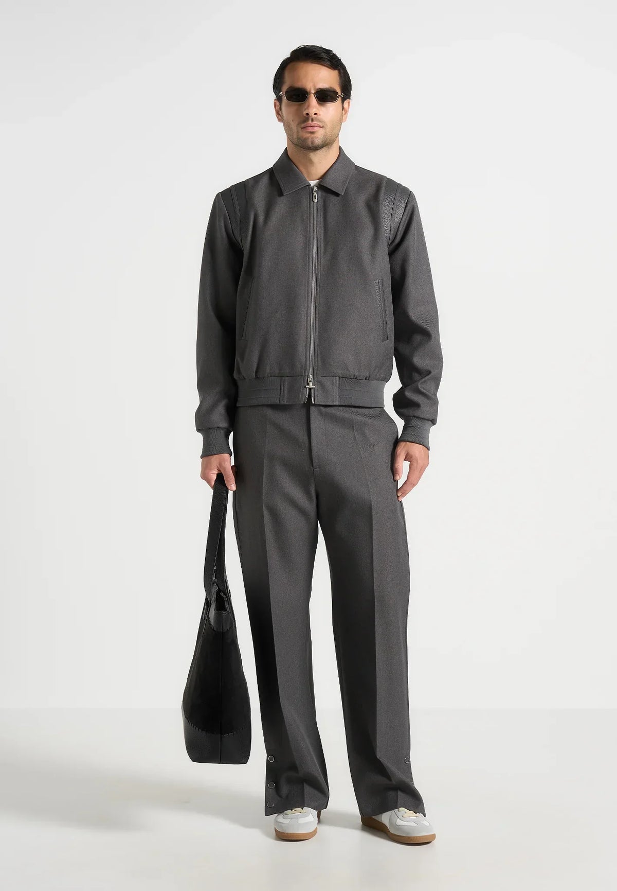 Boris - Relaxed Fit Tailored Button Cuff Pants - Grey
