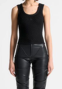 Pearl - Eiffel Knitted Tank Top - Black