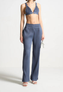 Pleated Eiffel Bralette - Steel Blue