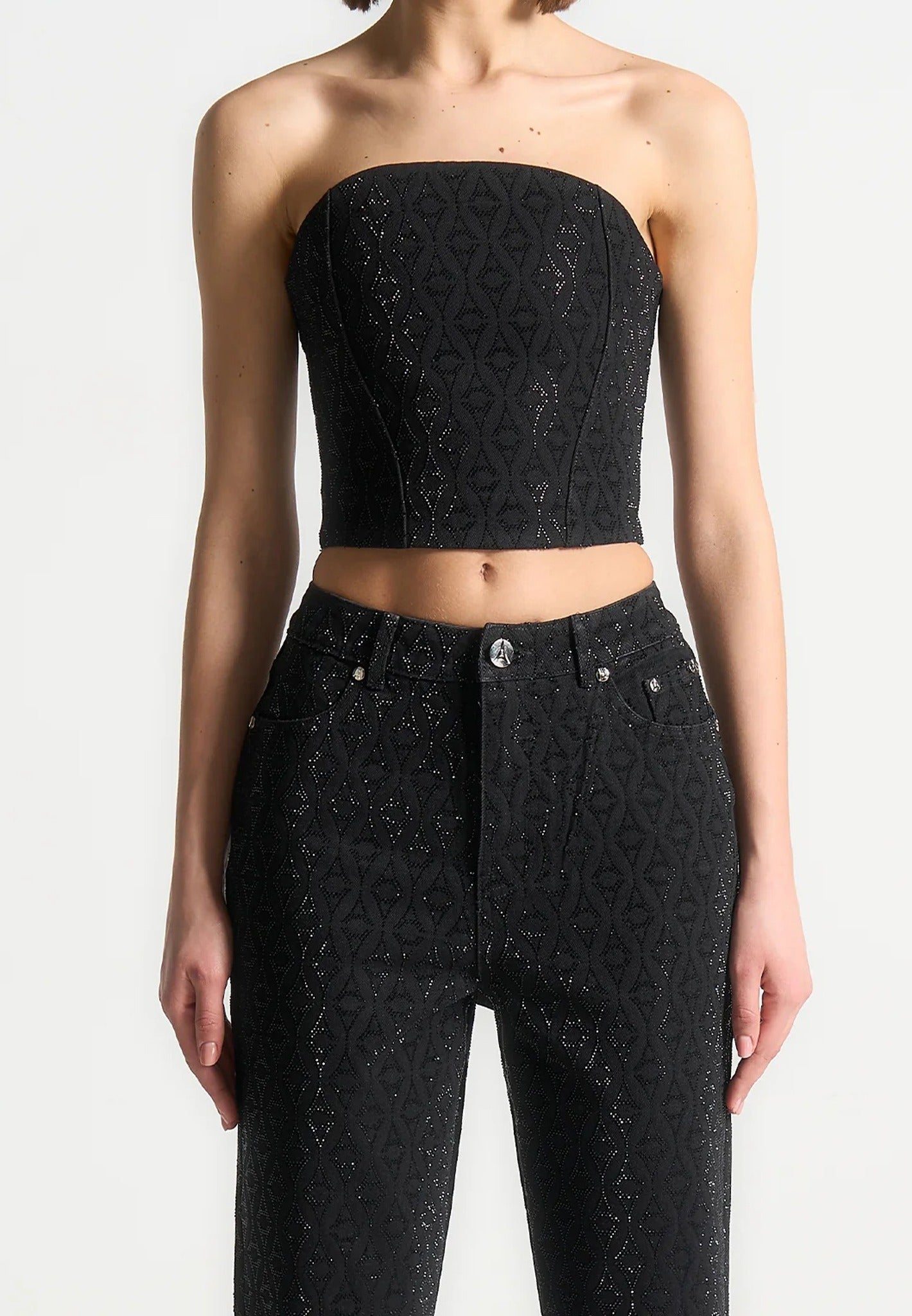 rhinestone-eiffel-denim-bandeau-corset-top-black 