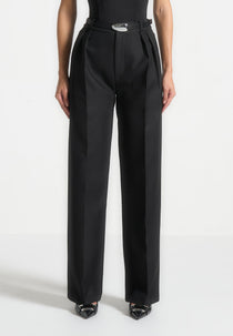 J⁠ulie - Tailored Twin Pleat Trousers - Black