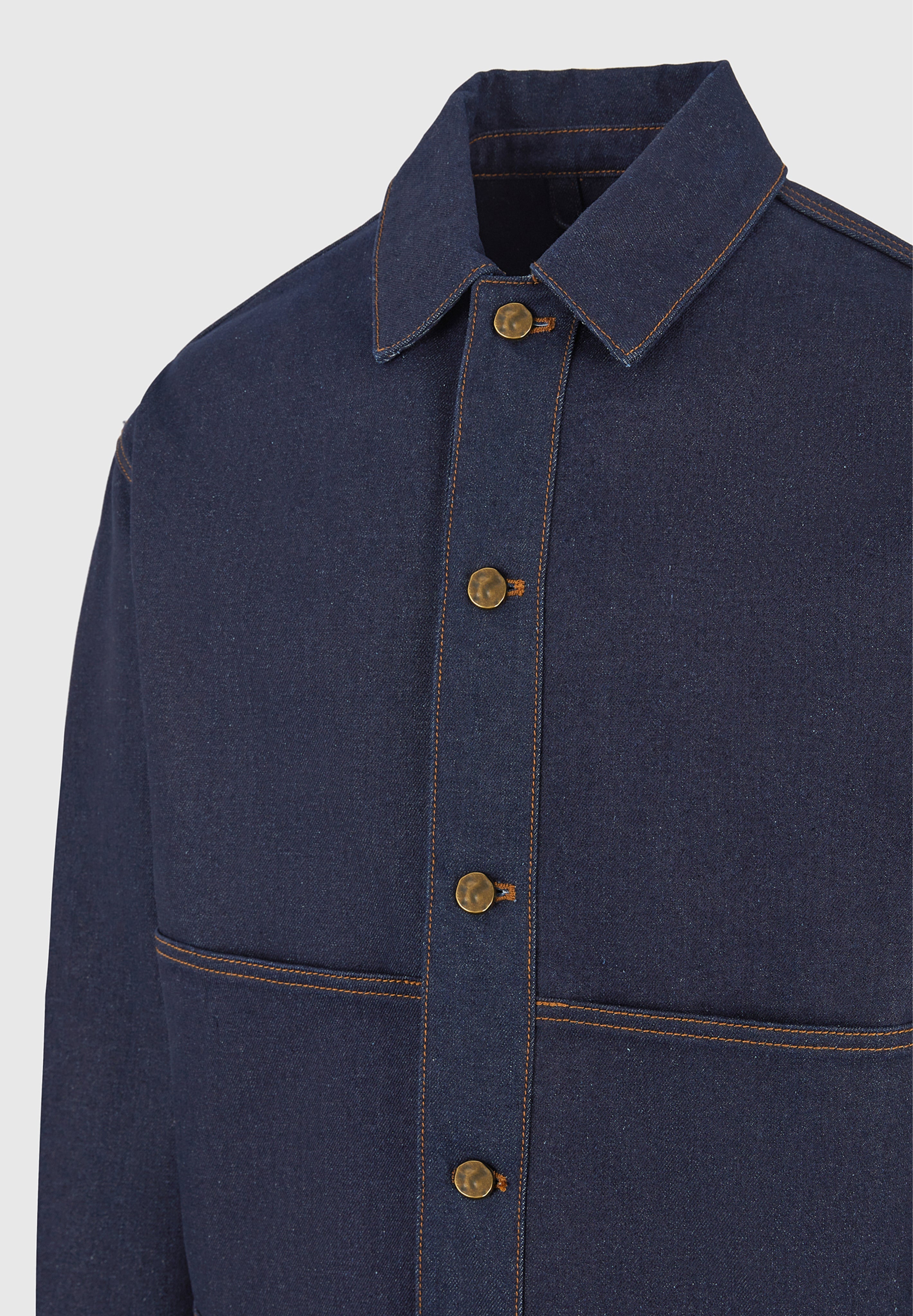 Damien - Denim Jacket with Back Pleat - Indigo
