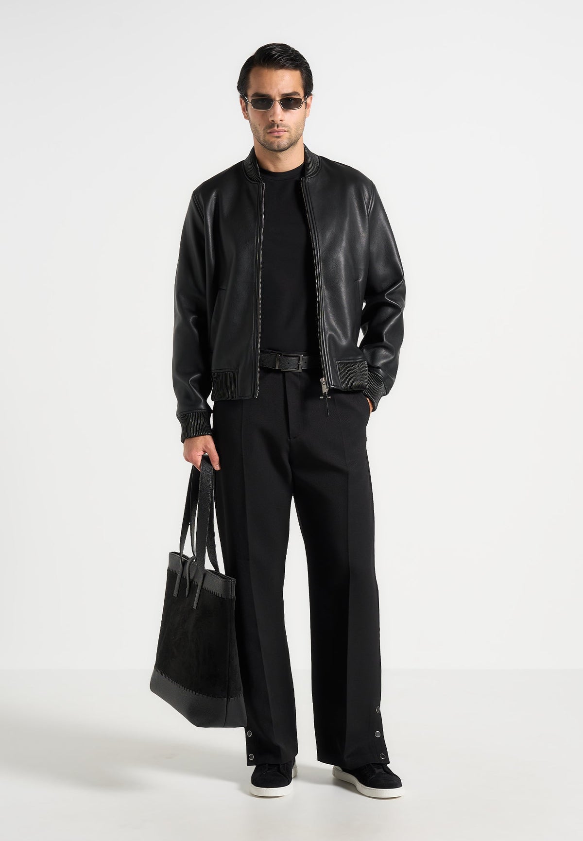 Boris - Relaxed Fit Tailored Button Cuff Pants - Black