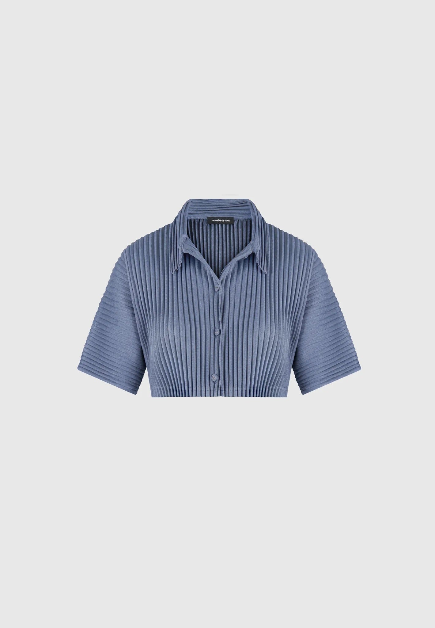Mona - Pleated Cropped Shirt - Black