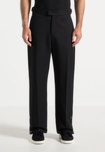 Boris - Relaxed Fit Tailored Button Cuff Trousers - Black