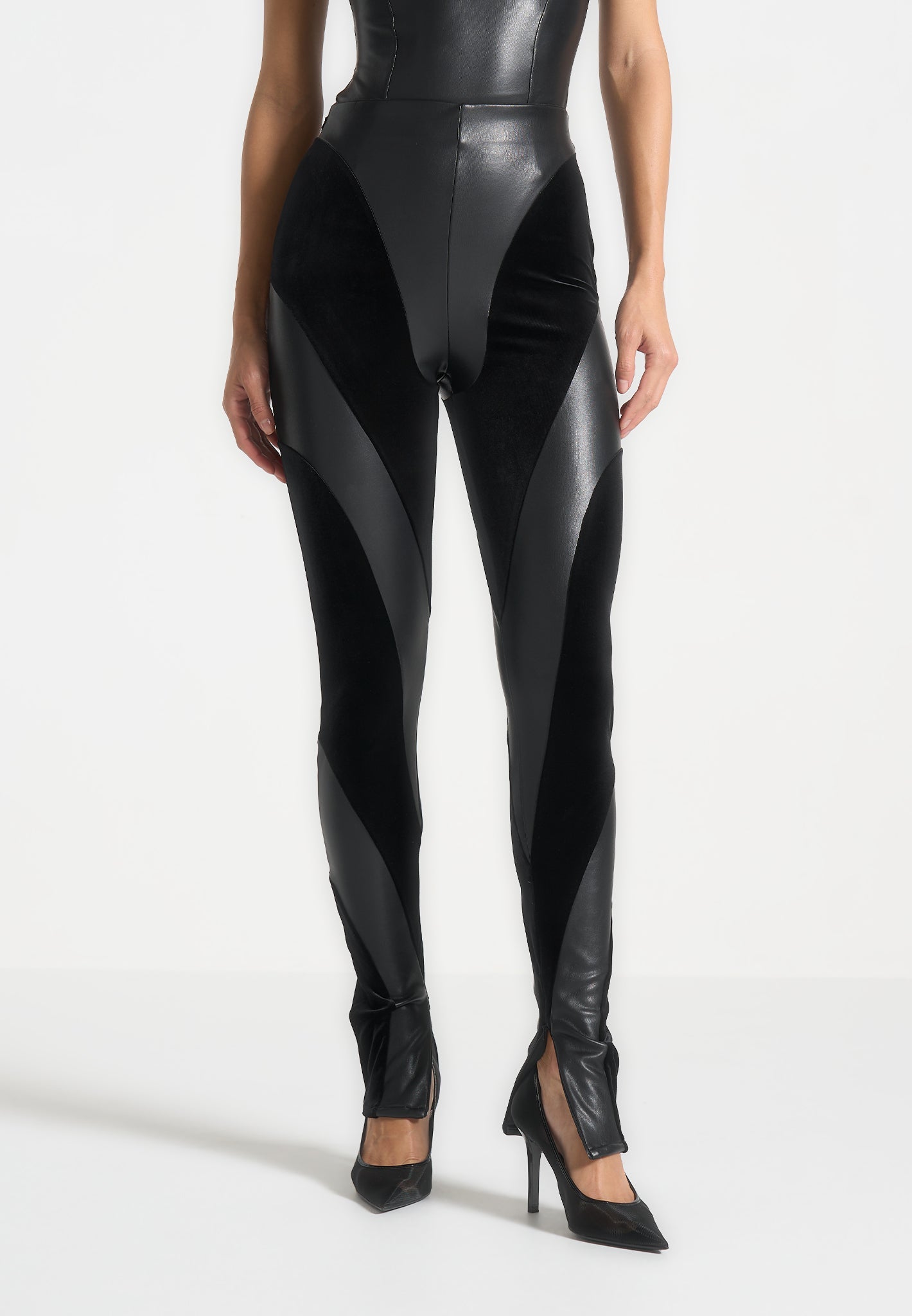 leather-and-velour-contour-leggings-black