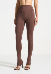 Chloe - High Waisted Leggings - Brown