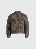 Darel - Speckled Knit Bomber Jacket - Brown